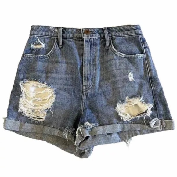 Show Me Your MuMu Pants - Show Me Your Mumu Jean Shorts Size 25 Distressed Denim High Rise 3” Inseam Boho